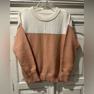 Colorblock Sweater in White and Tan